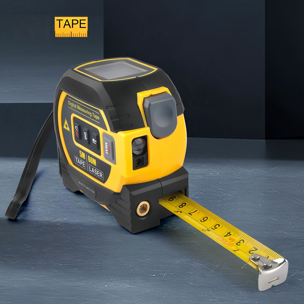 Measuring tape with laser